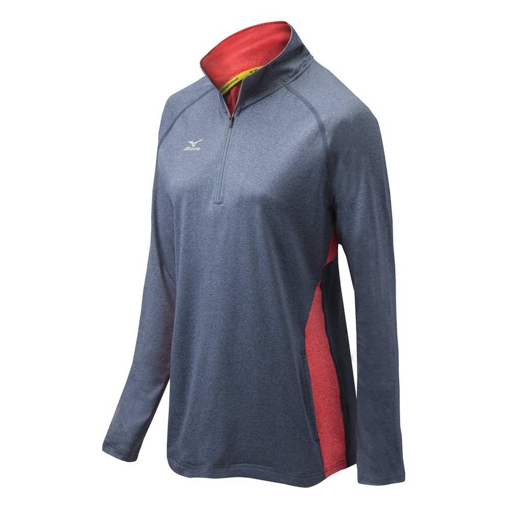 Damske Bundy Mizuno Fire 1/2 Zip Námornícka Modrá/Červené Vypredaj ODQM57284